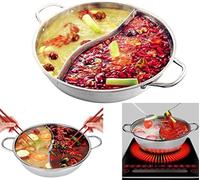 XDAWQP Hotpot 28 Cm/11,02" in Acciaio Inox Hot Pot Monostrato Addensare Zuppa Binaurale Mandarin Duck Pot Fonduta Pentola da Cucina Pentole da Cucina in Acciaio Inox H,