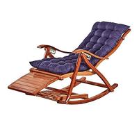 XDAWQP Lettini prendisole, sedie da campeggio, sedie da giardino, sedia a dondolo in legno massello con massaggio ai piedi e cuscinetto in cotone, regolazione a 5 velocità, per