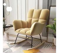 XDAWQP moda Sedia a dondolo imbottita Divano pigro casual Poltrona reclinabile ergonomica e rilassante con gambe in legno Poltrona con braccioli per soggiorno Camera da letto Uf，D