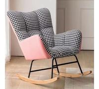 XDAWQP moda Sedia a dondolo imbottita Divano pigro casual Poltrona reclinabile ergonomica e rilassante con gambe in legno Poltrona con braccioli per soggiorno Camera da letto Uf，I