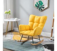 XDAWQP moda Wingback Rocking Chair sedia da ufficio poltrona da lettura per adulti sedia relax comoda poltrona a dondolo imbottita con gambe in legno massello per casa soggiorno
