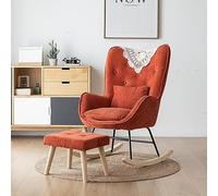 XDAWQP Moderna sedia a dondolo ergonomica imbottita con poggiapiedi - Rossa