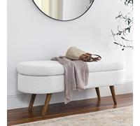 XDAWQP Panca contenitore imbottita grigia per camera da letto, soggiorno, panca alla fine del letto con poggiapiedi in pelliccia sintetica, sgabello da spiaggia, 39x16,Bianco 120x40x45cm