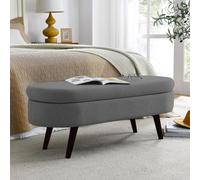 XDAWQP Panca contenitore imbottita grigia per camera da letto, soggiorno, panca alla fine del letto con poggiapiedi in pelliccia sintetica, sgabello da spiaggia, 39x16,Grigio 100x40x45cm