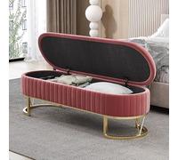 XDAWQP Panca contenitore moderna in velluto con base dorata, elegante panca imbottita per camera da letto, comoda panca poggiapiedi per ingresso e soggiorno, 80x45x42,Rosa 120x45x42cm