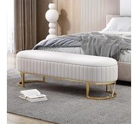 XDAWQP Panca contenitore moderna in velluto con base dorata, elegante panca imbottita per camera da letto, comoda panca poggiapiedi per ingresso e soggiorno, 80x45x42,Grigio1 120x45x42cm