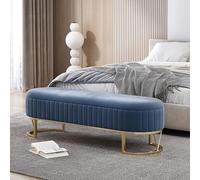 XDAWQP Panca contenitore moderna in velluto con base dorata, elegante panca imbottita per camera da letto, comoda panca poggiapiedi per ingresso e soggiorno, 80x45x42,Blu 80x45x42cm