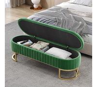 XDAWQP Panca contenitore moderna in velluto con base dorata, elegante panca imbottita per camera da letto, comoda panca poggiapiedi per ingresso e soggiorno, 80x45x42,Verde 80x45x42cm
