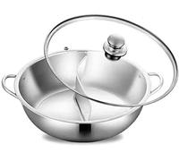 XDAWQP Pentola per Anatra Mandarina con Divisore in Acciaio Inox A Induzione Yin Yang Shabu Hot Hot Pot 2 Griglie 2 Gusti Pentola per Fonduta Cucina Casseruola Zuppa C,