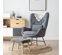 XDAWQP Poltrona a dondolo moderna e accogliente per il relax, seduta e schienale imbottiti in peluche, mobili per camera da letto, supporto migliorato, elegante design grigio, p