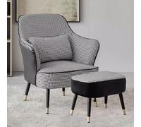 XDAWQP Poltrona a dondolo, poltrona moderna con cuscino per la vita, poltrona per adulti con schienale ergonomico, sedia imbottita per il tempo libero per soggiorno, ufficio, se，Black 1 With ottoman