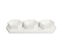 XDAWQP Posate in Ceramica Insalatiera Set di 3 Ciotole in Ceramica Esagonali con Vassoio Ciotole per Salsa Ciotole per Salsa per Noci, Caramelle, Snack, Verdure, Dessert. Piccola Ciotola
