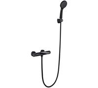 XDAWQP Rubinetti per Vasca, Set di Rubinetti per Doccia Termostatico per Vasca da Bagno in Ottone Spazzolato A Parete con Doccetta Adatto per Set Doccia di Lusso per B，Black