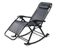 XDAWQP Sdraio da giardino, sedia a dondolo, regolabile, per esterni, con poggiatesta, per campeggio, pesca, patio, terrazza - Nero