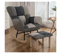XDAWQP Sedia a dondolo con schienale alto e poggiapiedi, sedia imbottita contemporanea per cameretta e soggiorno, design moderno di metà secolo