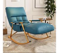 XDAWQP Sedie a dondolo in metallo per soggiorno e camera da letto con schienale alto, sedia a dondolo con schienale alto, sedia a dondolo con supporto da 440 libbre, sedie a don，Blue Golden legs