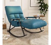 XDAWQP Sedie a dondolo in metallo per soggiorno e camera da letto con schienale alto, sedia a dondolo con schienale alto, sedia a dondolo con supporto da 440 libbre, sedie a don,Blue Black feet