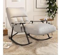 XDAWQP Sedie a dondolo in metallo per soggiorno e camera da letto con schienale alto, sedia a dondolo con schienale alto, sedia a dondolo con supporto da 440 libbre, sedie a don，Grey Black feet