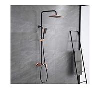 XDAWQP Set Combinato Doccia A Pioggia con Montaggio A Parete Set di Rubinetti per Doccia da Bagno in Oro Rosa E Nero con Soffione A Pioggia, Doccetta, Decorazione del ，