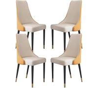 XDAWQP Set di 4 sedie da pranzo moderne in microfibra e pelle, eleganti gambe in ferro, mobili per camera da letto, soggiorno, balcone o cucina, comoda sedia da trucco,Arancione Bianco Taglia unica