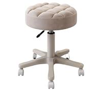 XDAWQP Sgabello Girevole Tutto Tondo con Ruote, Sgabello Girevole Rotondo in Pelle Pu, Sgabello da Lavoro per Massaggi, Salone di Bellezza, Negozio, Casa, Cucina, Spa,，Light Brown-One Size