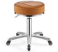 XDAWQP Sgabello Rotondo con 5 Ruote in Pelle Pu Girevole Ergonomico Completo con Rotelle Idrauliche Regolabili in Altezza 17,32-23,62 Pollici per Studio Medico Estetis，Orange