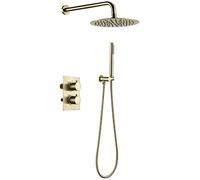 XDAWQP Sistema Doccia in Oro Spazzolato Set Termostatico Set Rubinetto Doccia con Spruzzatore Portatile E Sistema Soffione Doccia A Pioggia Set Doccia Monocomando con ，