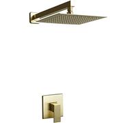 XDAWQP Sistema Doccia Set di Rubinetti per Doccia A Scomparsa Set Miscelatore per Doccia A Parete in Oro Spazzolato con Soffione A Pioggia A Cascata (10 Pollici)，10 inch