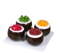 XDAWQP Torta Finta, Cibo Finto, 4 Pezzi, Torta di Frutta al Cocco realistica, Torta di Simulazione Artificiale, Dessert, Torta Finta Mista, Modello di Cibo, Torta Finta per Nata