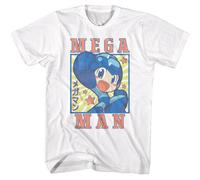 XDCERE Megaman T-Shirt Mens Capcom Square And Stars White Cotton Sizes SM - 5XL WhiteSmall