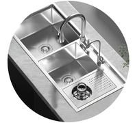 XDCXYD Lavello Da Cucina A Doppia Vasca Con Lavabicchieri 100 * 46CM Lavello In Acciaio Inossidabile Per La Casa
