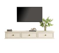XDCXYD Mobile TV Sospeso Da Parete In Stile Americano Con Retro Cavo E Fori Per Cavi Mobiletti e armadietti(bianca,140 * 20 * 24CM)