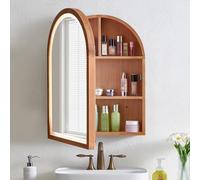 XDCXYD Mobiletto A Specchio da Bagno Arch Flip Armadietti Portaoggetti A Parete sopra I Servizi Igienici per Soggiorno E Bagno(Bianca)