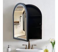 XDCXYD Mobiletto A Specchio da Bagno Arch Flip Armadietti Portaoggetti A Parete sopra I Servizi Igienici per Soggiorno E Bagno(Wood)