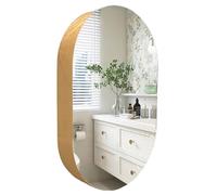 XDCXYD Tavolo Da Trucco A Parete E Specchio Ovale Da Bagno Mobiletto Per Il Trucco Sopra Il WC(Gold)