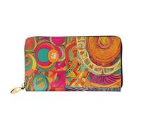 XDCYWBZDBC African National Patterns Leather Long Zipper Hand Purse Large Capacities Portafoglio da donna con tasche multiple Portafoglio multifunzionale Fit carta di credito, contanti, monete, 3D,