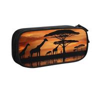 Xdcywbzdbc Astuccio a strati con giraffa sotto l'albero in Africa, con stampa, spazioso e organizzato, grande borsa portaoggetti con scomparti, design elegante e funzionale, Nero , Taglia unica,