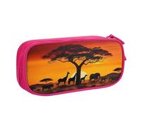 Xdcywbzdbc Astuccio a strati con stampa di animali africani al tramonto, spazioso e organizzato, grande borsa portaoggetti con scomparti, design elegante e funzionale, rosa, Taglia unica, Organizer