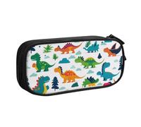 Xdcywbzdbc Astuccio a strati con stampa di dinosauri colorati, spazioso e organizzato, grande borsa portaoggetti con scomparti, design elegante e funzionale, Nero , Taglia unica, Organizer per