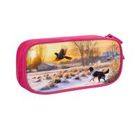 Xdcywbzdbc Astuccio a strati con stampa di fagiano con cane che cattura la matita, spazioso e organizzato, grande borsa portaoggetti con scomparti, design elegante e funzionale, rosa, Taglia unica,