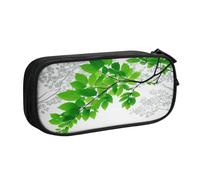 Xdcywbzdbc Astuccio a strati con stampa di foglie verdi e bianche, spazioso e organizzato, grande borsa portaoggetti con scomparti, design elegante e funzionale, Nero , Taglia unica, Organizer per