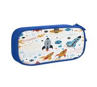 Xdcywbzdbc Astuccio a strati con stampa di razzi dei cartoni animati, spazioso e organizzato, grande borsa portaoggetti con scomparti, design elegante e funzionale, Blu, Taglia unica, Organizer per