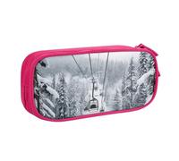 Xdcywbzdbc Astuccio a strati con stampa invernale con cavo da sci, astuccio spazioso e organizzato, grande borsa portaoggetti con scomparti, design elegante e funzionale, rosa, Taglia unica, Organizer