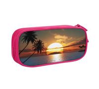 Xdcywbzdbc Astuccio a strati con stampa spiaggia alba astuccio spazioso e organizzato, grande borsa portaoggetti con scomparti, design elegante e funzionale, rosa, Taglia unica, Organizer per