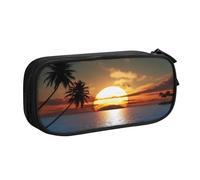 Xdcywbzdbc Astuccio a strati con stampa spiaggia alba astuccio spazioso e organizzato, grande borsa portaoggetti con scomparti, design elegante e funzionale, Nero , Taglia unica, Organizer per