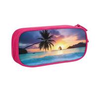 Xdcywbzdbc Astuccio a strati Sunrise Tropical Palm Tree Island stampa astuccio spazioso e organizzato grande borsa portaoggetti con scomparti Design elegante e funzionale, rosa, Taglia unica,