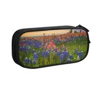 Xdcywbzdbc Astuccio a strati Texas Bluebonnets con stampa paesaggio, spazioso e organizzato, grande borsa portaoggetti con scomparti, design elegante e funzionale, Nero , Taglia unica, Organizer per