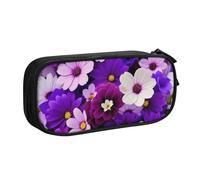 Xdcywbzdbc Astuccio a strati viola con stampa floreale, spazioso e organizzato, grande borsa portaoggetti con scomparti, design elegante e funzionale, Nero , Taglia unica, Organizer per imballaggio