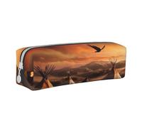 XDCYWBZDBC Astuccio in pelle con motivo tribù dei nativi americani, borsa portaoggetti di grande capacità, viene utilizzata per mettere piccoli oggetti per scuola, ufficio, viaggi o trucchi piccola