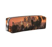 XDCYWBZDBC Astuccio in pelle con palme di Los Angeles, borsa per cancelleria, borsa portaoggetti di grande capacità, viene utilizzata per mettere piccoli oggetti per scuola, ufficio, viaggi o trucchi,